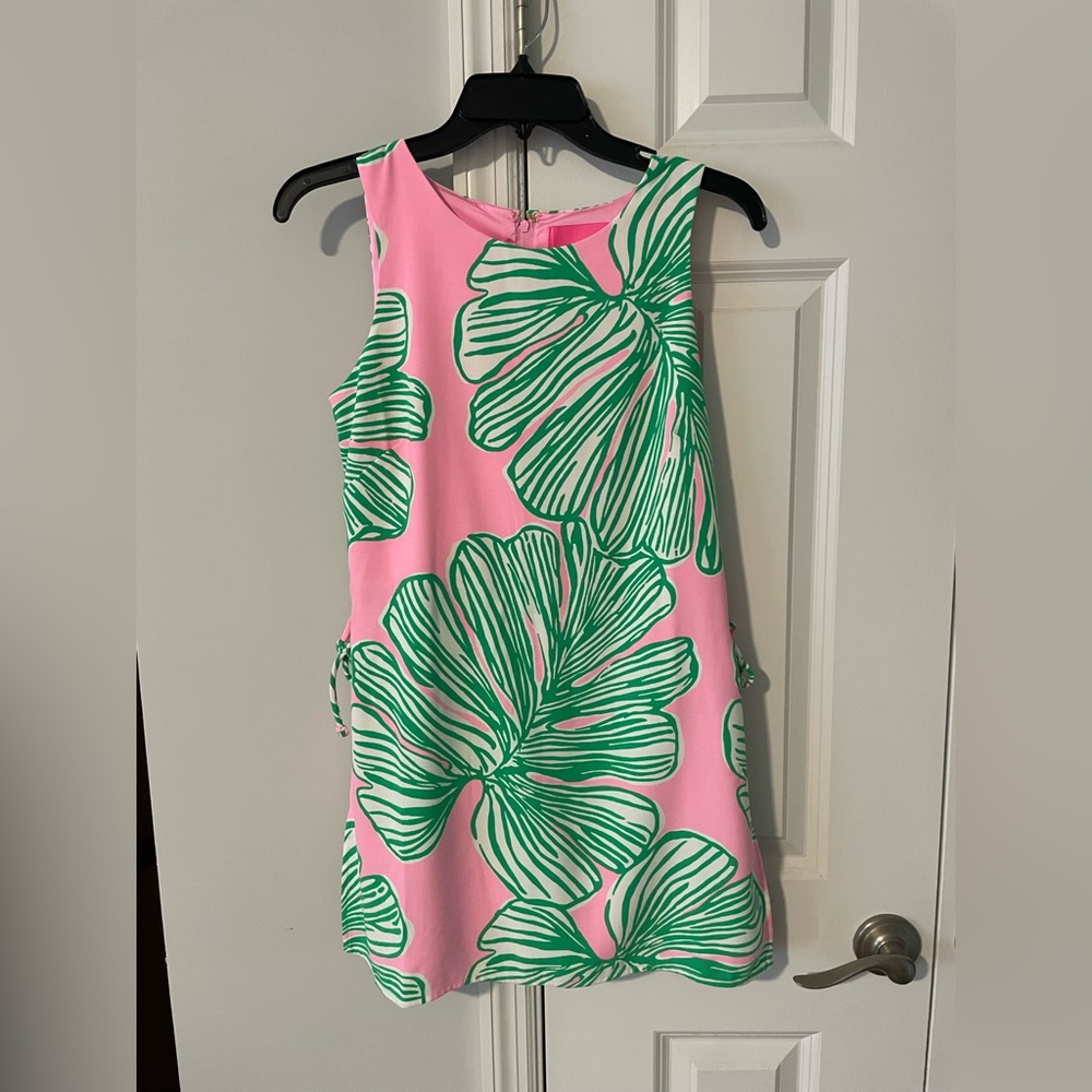 Lilly Pulitzer Pink and Green Tropical Dress with Hidden Shorts